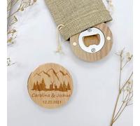 Apribottiglie In Legno Personalizzato Con Calamita, Apribottiglie Rustico Rotondo Personalizzato Con Incisione For Testimoni Dello Sposo, Con Data, Nome E Luogo Incisi, For Matrimoni, Comunioni(10pcs)