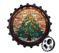 Apribottiglie in vetro colorato a forma di albero di Natale, rotondo, magnete, per frigorifero, cucina, ufficio