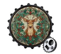 Apribottiglie in vetro colorato con agrifoglio e vischio, magneti rotondi per frigorifero, bevande, birra, apribottiglie magnetico per frigorifero, cucina, ufficio