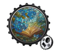 Apribottiglie in vetro colorato con conoscenza poetica, libro antico, rotondo, magnete, per frigorifero, birra, apribottiglie, per frigorifero, cucina, ufficio