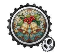 Apribottiglie in vetro macchiato di campane e bacche, rotondo, magneti per frigorifero, birra, apribottiglie magnetico, per frigorifero, cucina, ufficio