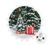 Apribottiglie magnetico a forma di albero di pino e scatola regalo, strumento da cucina salvaspazio, divertente apribottiglie e magnete per frigorifero, per campeggio, viaggi, campeggio, stile bianco