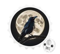 Apribottiglie magnetico a forma di corvo nero sulla luna piena, strumento da cucina salvaspazio, divertente apribottiglie e magnete per frigorifero, per campeggio, viaggi, campeggio, stile bianco
