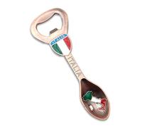 Apribottiglie Magnetico a Forma di Cucchiaino - Cavatappi in Metallo per Tappi a Corona con Design Italia Tricolore - Bandiera Scritta Stivale - 12 cm per Casa Bar e Regalo (BRONZO)