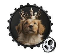 Apribottiglie magnetico a forma di cucciolo con corona, decorazione per la casa, per gli amanti della birra, divertente decorazione rotonda per frigorifero, apribottiglie portatile per frigorifero