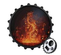 Apribottiglie magnetico a forma di nota musicale con fiamma rossa, decorazione per la casa, per gli amanti della birra, divertente decorazione rotonda per frigorifero, apribottiglie portatile per