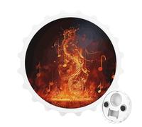 Apribottiglie magnetico a forma di nota musicale con fiamma rossa, decorazione per la casa, per gli amanti della birra, divertente decorazione rotonda per frigorifero, apribottiglie portatile per