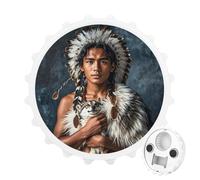 Apribottiglie magnetico con personaggi indigeni e lupi, strumento da cucina salvaspazio, divertente apribottiglie e magnete da frigorifero per campeggio, viaggi, campeggio, stile bianco