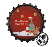 Apribottiglie magnetico con scritta "Merry Christmas and Happy New Year", strumento da cucina salvaspazio, divertente apribottiglie e magnete per frigorifero, per campeggio, viaggi, campeggio, colore