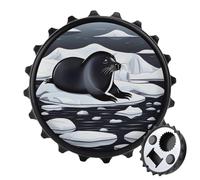 Apribottiglie magnetico con sigilli sul ghiaccio, decorazione per la casa, per gli amanti della birra, divertente decorazione rotonda per frigorifero, apribottiglie portatile per frigorifero, stile
