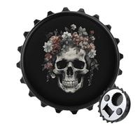 Apribottiglie magnetico con teschio nel buio per gli amanti della birra, decorazione per la casa, divertente decorazione rotonda per frigorifero, apribottiglie portatile per frigorifero, stile nero
