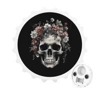 Apribottiglie magnetico con teschio nel buio per gli amanti della birra, divertente decorazione rotonda per frigorifero, apribottiglie portatile per frigorifero, stile bianco