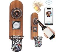 Apribottiglie Magnetico da Legno, Apribottiglie da Parete con Schermo E-ink, Immagini/Testi Personalizzabili, Accessori Bar Esterno, Gadget utili per Feste, Idee Regalo Uomo e Amanti della Birra