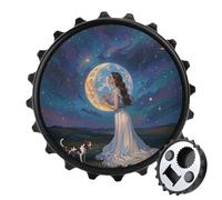 Apribottiglie magnetico dell'amicizia sotto la luna gigante, strumento da cucina salvaspazio, divertente apribottiglie e magnete per frigorifero, per campeggio, viaggi, campeggio, stile nero