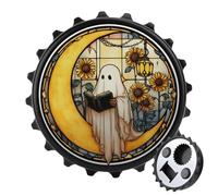 Apribottiglie magnetico per frigorifero, con scritta "White Ghost Reading on Yellow Moon", per frigorifero, cucina, ufficio