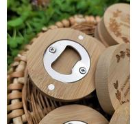 Apribottiglie Magnetico Rotondo In Legno Personalizzato, Con Logo Inciso, Nome E Data Personalizzati, Magnete Da Frigorifero In Legno, Souvenir Di Nozze, Compleanno, Natale(10PCS)