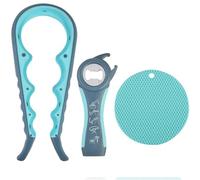 Apribottiglie per anziani, apribottiglie in gomma per mani deboli 5 in 1, apribottiglie in vetro 4 in 1, apribottiglie multifunzione con apribottiglie antiscivolo