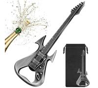 Apribottiglie per Chitarra, Apribottiglie con Sacchetto Regalo, Cavatappi Portatile, Regalo per Compleanno, Festa del Papà, Carnevale, Natale, per Uomini, Donne, Amanti della Birra, Argento Scuro