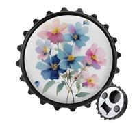 Apribottiglie rotondo con bouquet di fiori selvatici blu e rosa, magneti per frigorifero, birra, apribottiglie, per frigorifero, cucina, ufficio