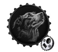 Apribottiglie rotondo con cane semplice bianco e nero, magneti per frigorifero, bevande, birra, apribottiglie magnetico per frigorifero, cucina, ufficio