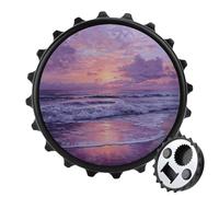 Apribottiglie rotondo con onde sulla spiaggia viola rosa rotondo magneti per frigorifero bevande birra apribottiglie magnetico per frigorifero, cucina, ufficio