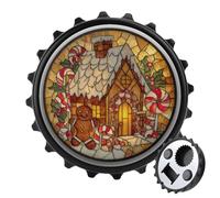 Apribottiglie rotondo in vetro colorato, a forma di casa di pan di zenzero, per frigorifero, birra, per frigorifero, cucina, ufficio