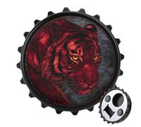 Apribottiglie rotondo in vetro colorato con tigre feroce, calamite per frigorifero, birra, apribottiglie, per frigorifero, cucina, ufficio