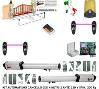 APRICANCELLO 4 MT 2 ANTE KIT AUTOMATISMO CED 2 MOTORI 220 V. 2 FOTOCEL RADIOC FA