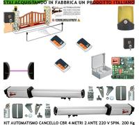 APRICANCELLO 4 MT 2 ANTE KIT CBR AUTOMATISMO MOTORI 220 V. 3 RAD FOTO FARO 2 SEL