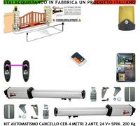 AUTOMAZIONE CANCELLO BATTENTE 6 MT KIT 2 MOTORI 220 V RADIOC R. CODE FOTOC FARO