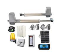Apricancello scorrevole, Kit completo apricancello ad energia solare for cancelli a battente a doppio braccio 600KG Con pannello Controller sensore lampada Tastiera Gsm opzionale(Kit2)