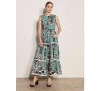 Apricot Abito lungo con sciarpa patchwork color Apricot e arricciature 46 blu