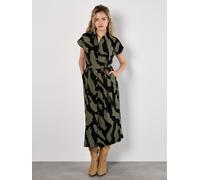 Apricot Abito midi a camicia con stampa zebrata color Apricot 36 verde