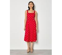 Apricot Abito midi in tessuto a pois color Apricot 38 rosso