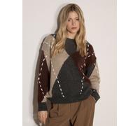Apricot Apricot Argyle Diamond Colour Block Maglione 44 Grigio