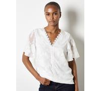 Apricot Apricot Camicetta in jacquard floreale con finiture all'uncinetto. 38 crema