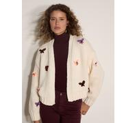Apricot Apricot Chunky Knit Butterfly Applique Cardigan medium crema