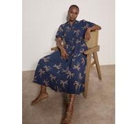 Apricot Apricot Embroidered Palms Cotton Midi Vestito 44 blu