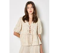 Apricot Apricot Eyelash Embroidery Linen Blend Blouse 38 Naturale