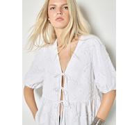 Apricot Apricot Eyelash Embroidery Linen Blend Blouse 46 Bianco