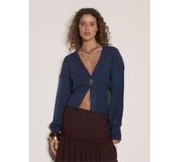Apricot Apricot Ribbed Knit Hammered Button Cardigan 42 blu