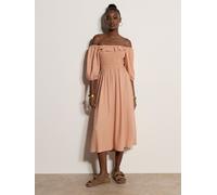 Apricot Apricot Smocked Bardot Abito lungo con arricciature 44 arancione