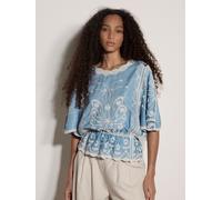 Apricot Camicetta boho color Apricot con ricami floreali medium blu