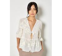 Apricot Camicetta in chiffon color Apricot con ricami floreali 40 crema