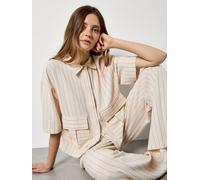 Apricot Camicia a righe sottili color Apricot in misto lino 36 Naturale