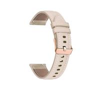 (Apricot) For Garmin Forerunner 265S/ 255S/ Venu 2S Watch Band 18mm Genuine Cow Leather Wrist Strap, Rose Gold Buckle