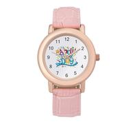 April Fool's Day - Orologio da polso da donna, con cinturino in pelle, elegante, casual, a tre lancette