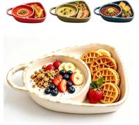 APRILADY Ciotola per zuppa e sandwich, piatto diviso in ceramica con manico | Set di piatti per zuppa e sandwich, piatto in ceramica combinato con supporto per pane, ciotola per colazione a 2 scomparti