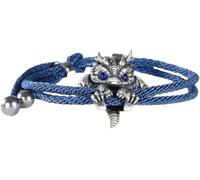APRILADY Cute Silver Dragon Bracelet, Adjustable Silver Dragon Bracelet Animal Jewelry, Creative Dragon Bead Lucky Charm Bracelet, Trendy Bracelet Festival Gifts For Friend Colleague Man Women (Blue)