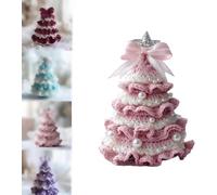 APRILADY Kit fai da te all'uncinetto per albero di Natale, set di decorazioni natalizie fatte a mano, set per principianti, decorazioni per albero di Natale, fiocchi e perle, decorazioni all'uncinetto